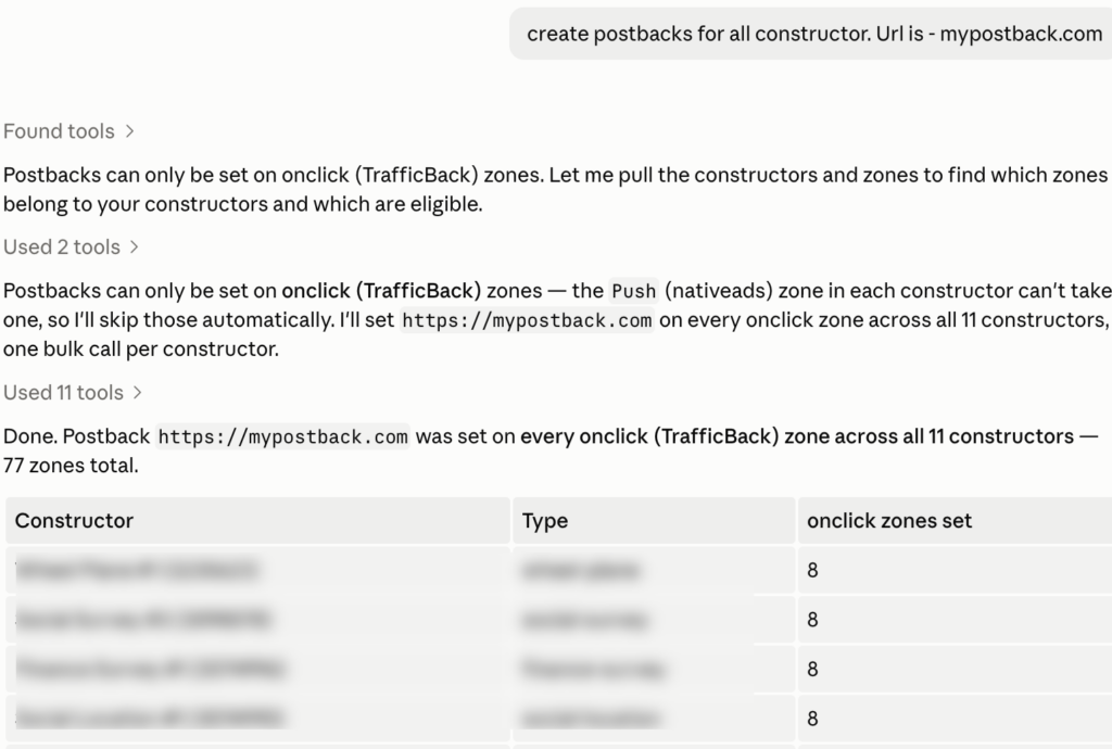 Here is an example of how ProPush.me MCP connector works - it can set postbacks for the required zones